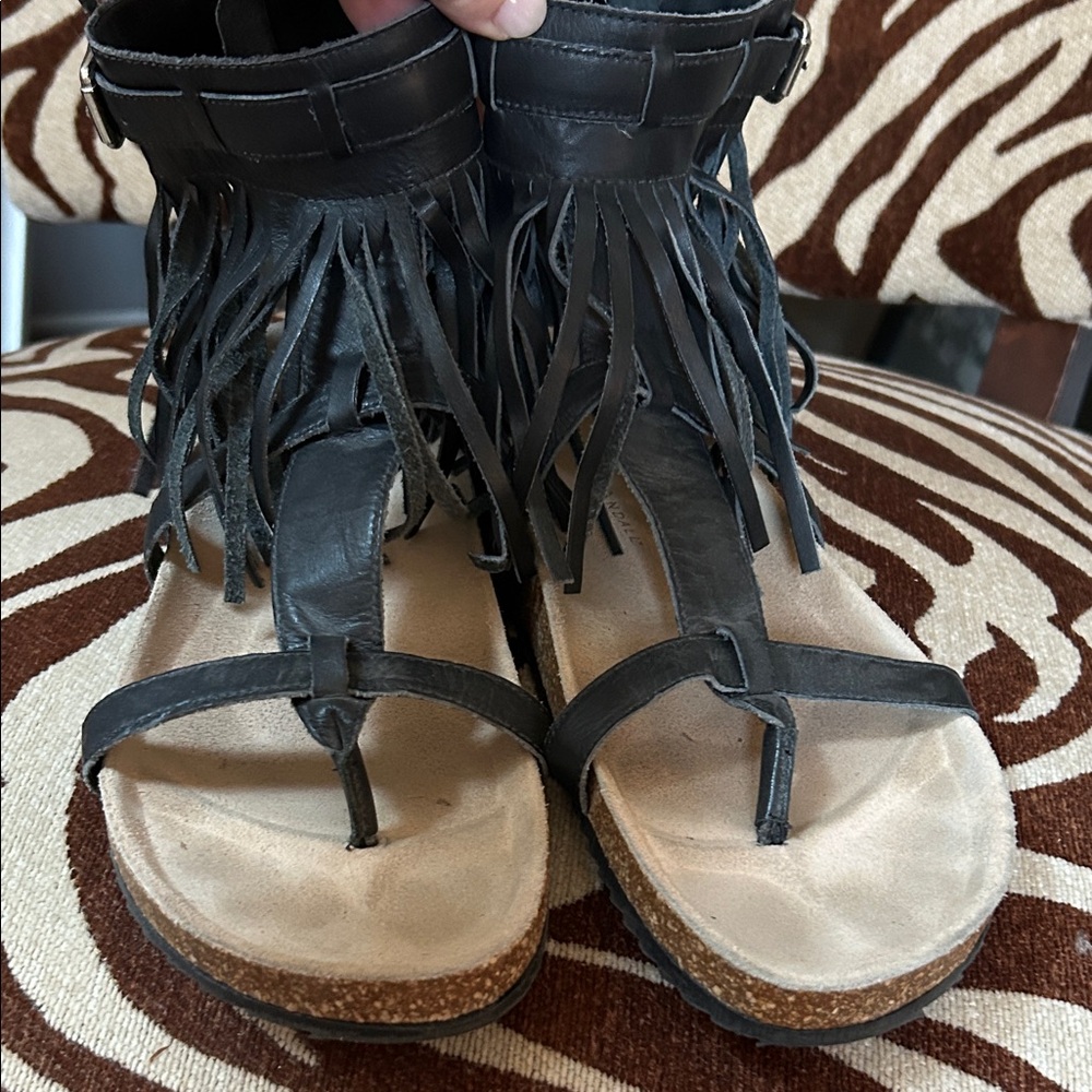 Loeffler Randall Black Fringe Sandals - Picture 3 of 7